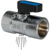 Mini ball valve, L 35 mm, 20 bar, brass, nickel-plated, for pipe systems, 103357
