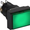 Pushbutton, illuminable, groping, 2 Form C (NO/NC), waistband rectangular, green, front ring black, mounting Ø 16 mm, XB6EDW3B2P