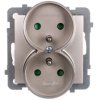 AS Gniazdo podwójne z/u z przesłonami satyna light GP-2GRZP/m/45