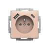 Gniazdo z bolcem i przesłonami, 2x USB A+C ZONI pudrowy beżowy 5569T-A32357 242 2CHT693257A4242