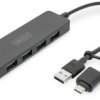 Digitus DA-70235 USB-Hub 4 porty USB-A USB 3.0 5 GBit/s z wtyczką USB-C czarny DA-70235