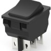 Rocker switch, black, 2 pole, On-On, changeover switch, 16 A/125 VAC, unlit, unprinted, 1634201-7