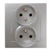 AS Gniazdo podwójne z uziemieniem (funkcja niezmienności faz) z ramką srebrne GP-2GC/18 OSPEL