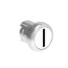 Metalowy przycisk fi22mm kryty samoczynny powrót z symbolem I Biały LPSB1118
