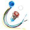 Przełącznik monostabilny wandaloodporny 16mm LED czerwony 12-24V + gniazdo