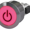 Vandal-proof pushbutton, 1 pole, white, illuminated  (green), 100 mA/30 VDC, mounting Ø 22 mm, 22.1 mm, IP66/IP67, 3-147-534