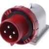 Przemysłowe złącze zasilania EUREKA 415V 3P+PE Scame Czerwony Uchwyt ścienny, IP67 Kąt prosty 32A