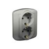 AKORD Gniazdo podwójne z uziemieniem schuko aluminiowy metalik z przesłonami torów prądowych AGSz2z/26 KONTAKT SIMON