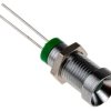 Lampka kontrolna do montażu panelowego 2V dc, zielona 8mm LED Chrom RS PRO
