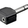 Adapter słuchawkowy, AUX jack 6,35 mm do 2x 3,5 mm 1x wtyczka...