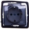 AS Gniazdo bryzgoszczelne z/u Schuko IP44 klapka przezroczysta ecru GPH-1GS/m/27/d