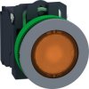 Pushbutton, for universal LED, illuminable, 1 Form A (N/O) + 1 Form B (N/C), waistband round, orange, front ring light gray, mou