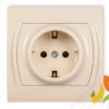 LOGO Gniazdo pojedyncze z uziemieniem schuko (przesłony torów prądowych) beżowy 1LGP-1sp KARLIK