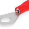 Insulated ring cable lug, 0.26-1.65 mm², AWG 22 to 16, 6.35 mm, M6, red, 130054