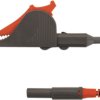 Kelvin measuring lead with (kelvin clamp, straight) to (4 mm plug, spring-loaded, straight), 1.5 m, red, PA, 0.75 mm², KML 7852