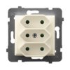 ARIA Gniazdo potrójne EURO z przesłonami torów prądowych ecru GP-3UP/m/27 OSPEL