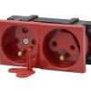 Gniazdo podwójne 2x2P+T DATA z blokadą czerwone z dwoma kluczami JL-01-G23-4K