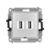 Icon Mechanizm Gniazda Podwójnego 2Xusb A-A 2.0, Bez Pola Opisowego Srebrny...