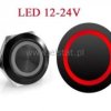 Przycisk chwil.19mm płaski sta LED czerw. niski-cz