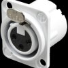 NC3FD-LX-WT XLR panel jack, 3-pin, silver, white, solder