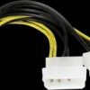 LP4PCIEX8ADP 2x LP4 to 8 pin PCI-E, 15 cm, black/yellow