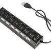 HUB USB 7-portowy z wyłącznikami (czarny)