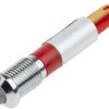 Lampka kontrolna do montażu panelowego 24V ac/dc, czerwona 8mm LED Chrom Końcówka lutownicza RS PRO