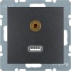B.1/B.3/B.7 Glas Gniazdo USB / 3,5 mm Audio antracyt mat 3315391606