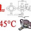 Termostat bimetaliczny 250VAC 10A 145°C poziomy NC