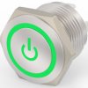 Vandal-proof pushbutton, 1 pole, silver, illuminated  (green), 0.4 A/36 V, mounting Ø 16 mm, IP67, 2213775-7