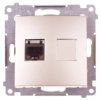 Simon 54 Gniazdo komputerowe pojedyncze RJ45 kat.6 ekranowane z przesłoną złoty mat D61E.01/44