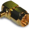 SMA plug 50 Ω, RG-405, Belden 1671A, solder connection, angled, 132111
