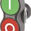 Double pushbutton, illuminable, groping, waistband rectangular, green/red, front ring black, mounting Ø 22.3 mm, 46-2K31.15T0.00
