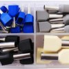 Double wire end ferrules assortment, isolated, 36 pieces, 2010C395