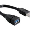Delock Kabel USB USB 3.0 Złącze męskie USB-A, Złącze żeńskie USB-A 0.15 m czarny 82776