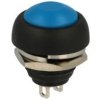 Przełącznik; przyciskowy; PBS33BL; OFF-(ON); niebieski; bez podświetlenia; do lutowania; 2 pozycje; 1A; 250V AC; 12mm; 14mm