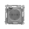 SIMON 55 Gniazdo pojedyncze z uziemieniem SCHUKO z przesłonami szybkozłącza IP44 klapka transparentna jasnoszary mat TGSZ1BCZ.01