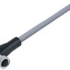 Sensor actuator cable, M8-cable socket, angled to open end, 3 pole, 2 m, PVC, gray, 4 A, 77 3408 0000 20003-0200
