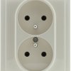 VENA Gniazdo podwójne z uziemieniem 2x2P+Z kompletne z ramką krem 510336