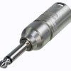 Adapter, XLR plug 3 pole to 6.35 mm jack plug 2 pole, silver, NA2MP