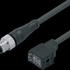 Sensor actuator cable, M12 cable plug, straight, A to valve connector form C, 3 pole/4 pole, 0.3 m, PUR, black, 3 A, E11436
