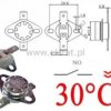 Termostat bimetaliczny 250VAC 10A 30°C poziomy NO