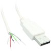 USB 2.0 connection cable, USB plug type A to open end, 1.8 m, white, 10080110