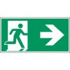 Znak wyjścia Brady, Poliester, Niebieski, Żółty, Zielony, Czarny, Czerwony (RAL 3001-GL), Opis: Emergency Exit Right