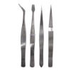 Zestaw pęset precyzyjnych, komplet 4 sztuk.