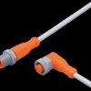 Sensor actuator cable, M12 cable plug, straight, A to M12 cable socket, angled, A, 5 pole/4 pole, 3 m, PUR, gray, 4 A, EVW032