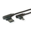 Kabel Roline Usb 2.0, Męski Odwracalny A - Męski Micro B (Kąt 90), Czarny, 0,8 M