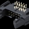 Pin connector, 10-pin, with interlock, angled
