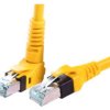 Patch cable, RJ45 plug, straight to RJ45 plug, angled, Cat 6A, S/FTP, PUR, 10 m, yellow, 09488447745100