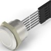 Vandal-proof pushbutton switch, 1 pole, silver, illuminated  (RGB), 1 A/24 VDC, mounting Ø 19.2 mm, IP68, 2342835-1